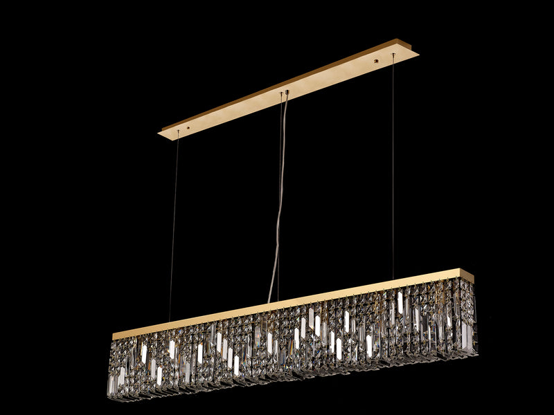 Load image into Gallery viewer, C-Lighting Vesta 138x9cm Linear Pendant Chandelier, 7 Light E14, Gold/Crystal - 29251
