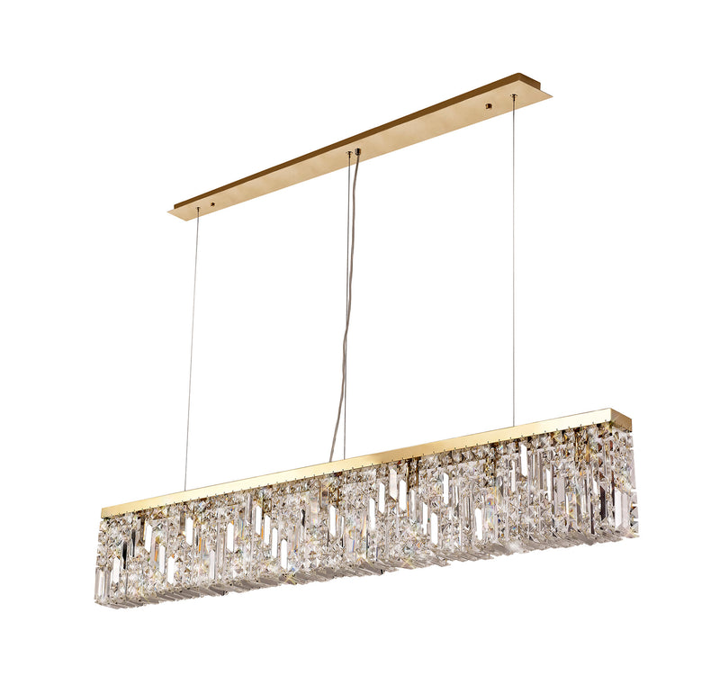 Load image into Gallery viewer, C-Lighting Vesta 138x9cm Linear Pendant Chandelier, 7 Light E14, Gold/Crystal - 29251
