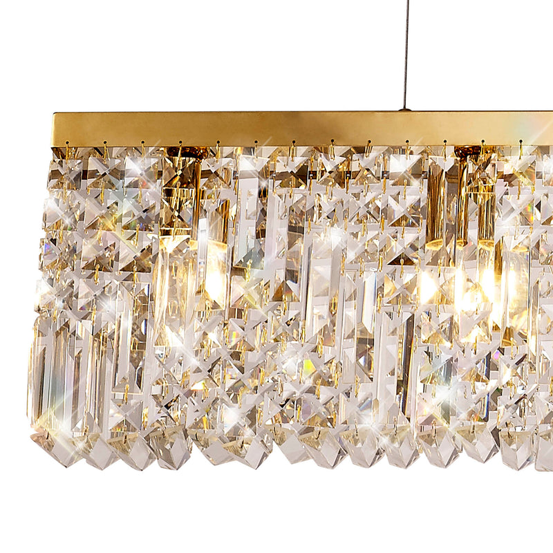 Load image into Gallery viewer, C-Lighting Vesta 138x9cm Linear Pendant Chandelier, 7 Light E14, Gold/Crystal - 29251

