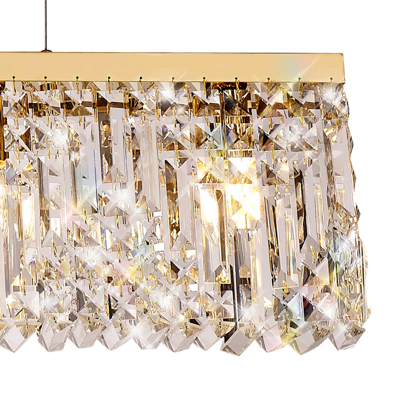 Load image into Gallery viewer, C-Lighting Vesta 138x9cm Linear Pendant Chandelier, 7 Light E14, Gold/Crystal - 29251
