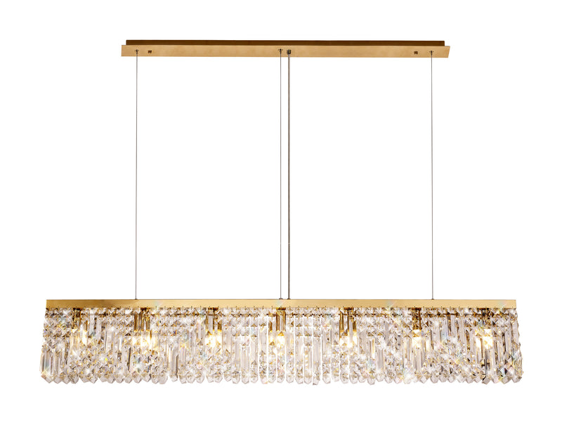 Load image into Gallery viewer, C-Lighting Vesta 138x9cm Linear Pendant Chandelier, 7 Light E14, Gold/Crystal - 29251
