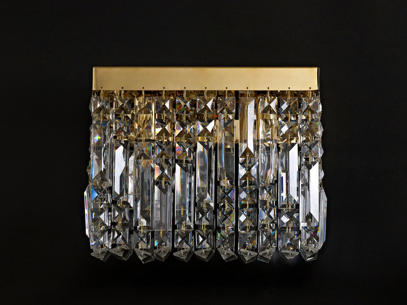 Load image into Gallery viewer, C-Lighting Vesta 29x13cm Rectangular Small Wall Lamp, 2 Light E14, Gold/Crystal - 29252
