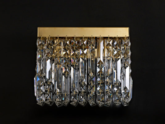 C-Lighting Vesta 29x13cm Rectangular Small Wall Lamp, 2 Light E14, Gold/Crystal - 29252