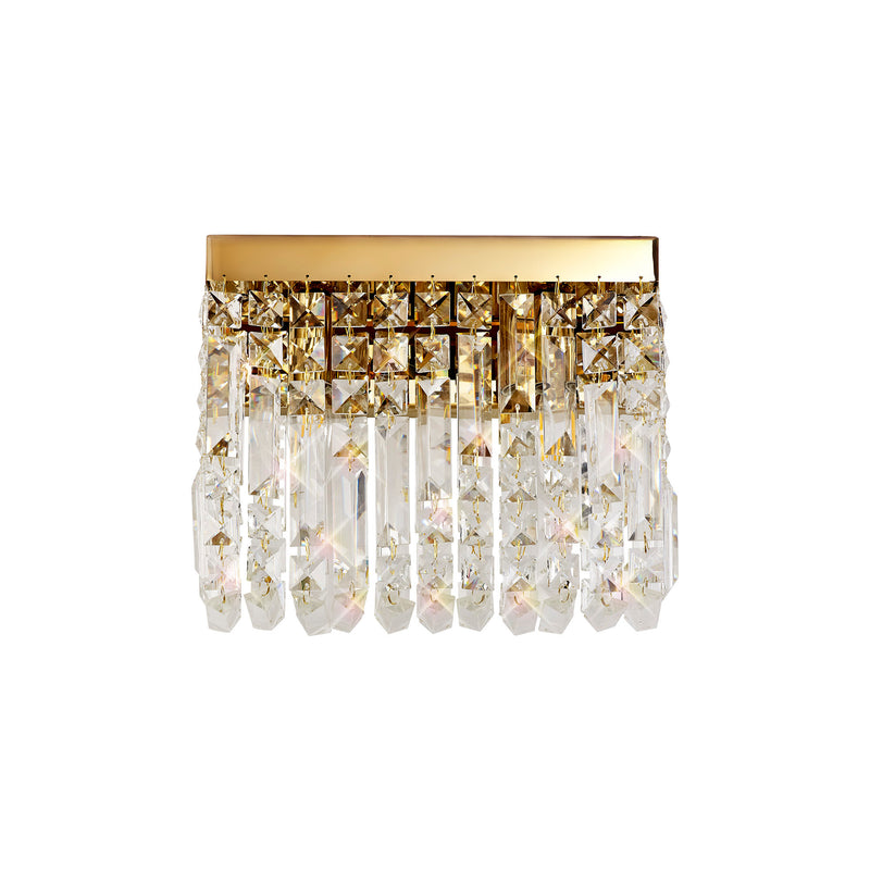 Load image into Gallery viewer, C-Lighting Vesta 29x13cm Rectangular Small Wall Lamp, 2 Light E14, Gold/Crystal - 29252
