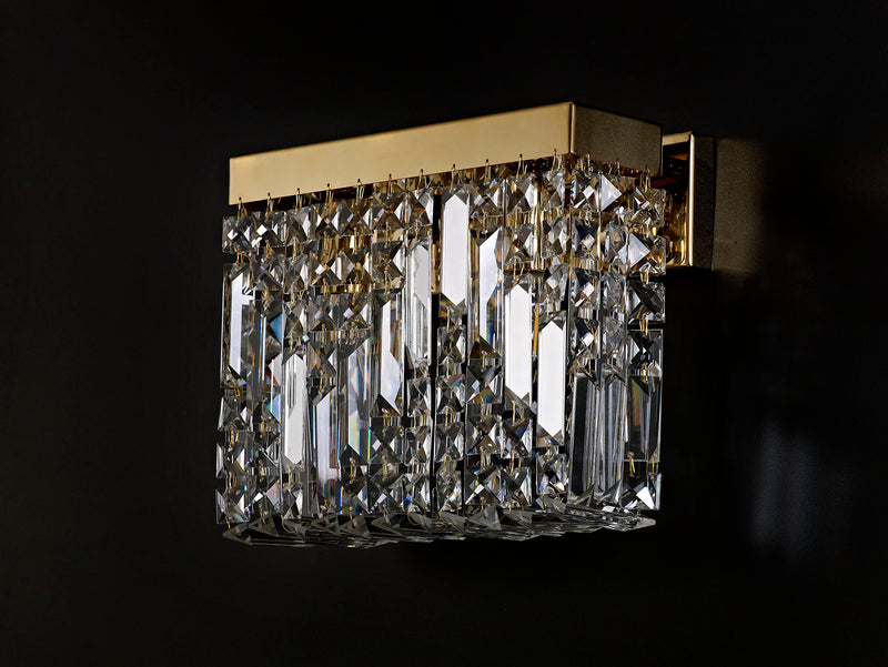 Load image into Gallery viewer, C-Lighting Vesta 29x13cm Rectangular Small Wall Lamp, 2 Light E14, Gold/Crystal - 29252
