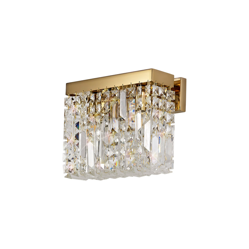 Load image into Gallery viewer, C-Lighting Vesta 29x13cm Rectangular Small Wall Lamp, 2 Light E14, Gold/Crystal - 29252
