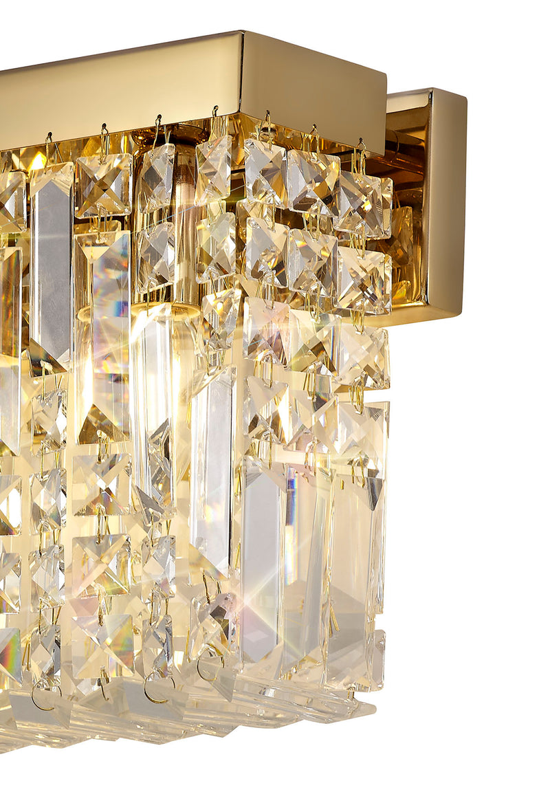 Load image into Gallery viewer, C-Lighting Vesta 29x13cm Rectangular Small Wall Lamp, 2 Light E14, Gold/Crystal - 29252
