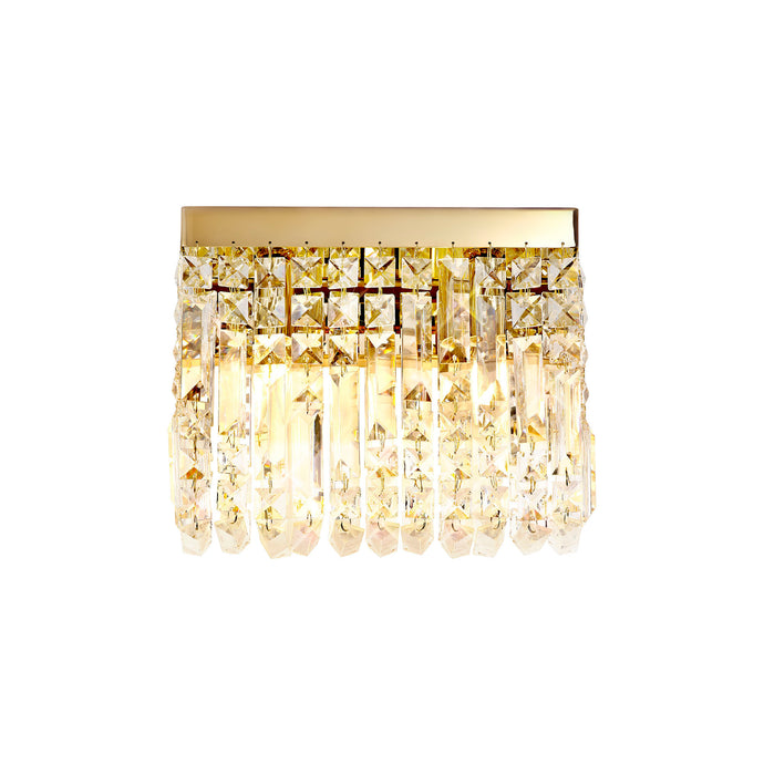 C-Lighting Vesta 29x13cm Rectangular Small Wall Lamp, 2 Light E14, Gold/Crystal - 29252