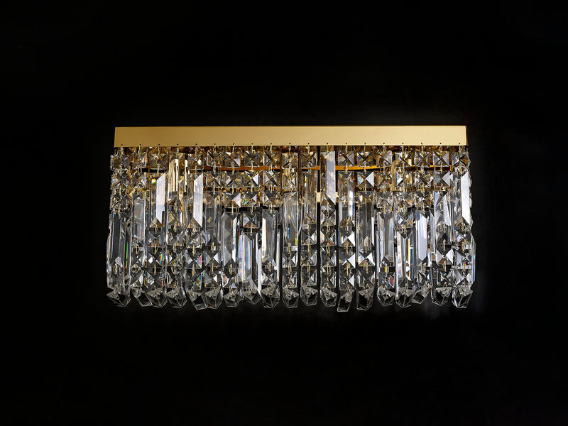 Load image into Gallery viewer, C-Lighting Vesta 50x24cm Rectangular Large Wall Lamp, 3 Light E14, Gold/Crystal - 29253
