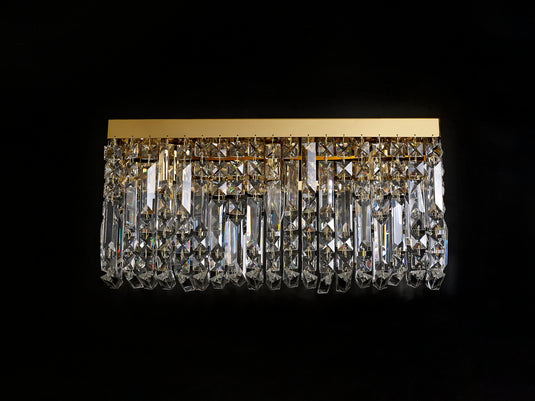 C-Lighting Vesta 50x24cm Rectangular Large Wall Lamp, 3 Light E14, Gold/Crystal - 29253