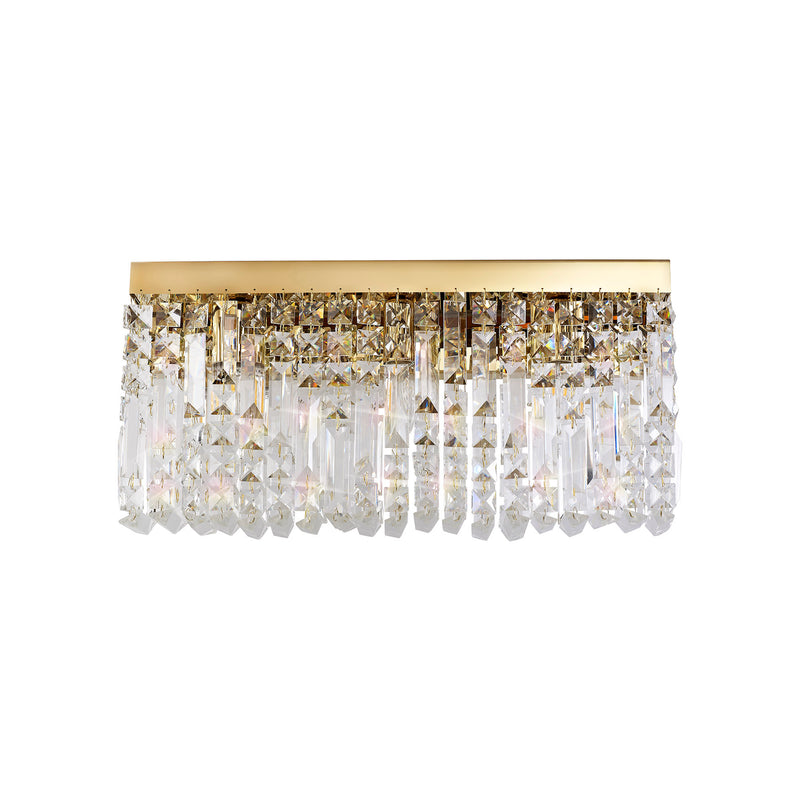 Load image into Gallery viewer, C-Lighting Vesta 50x24cm Rectangular Large Wall Lamp, 3 Light E14, Gold/Crystal - 29253
