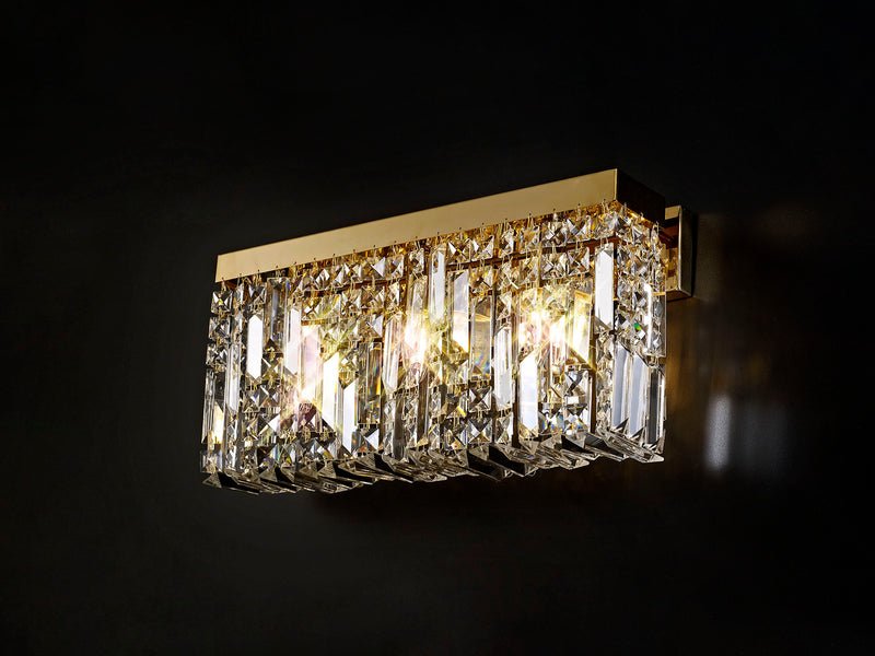 Load image into Gallery viewer, C-Lighting Vesta 50x24cm Rectangular Large Wall Lamp, 3 Light E14, Gold/Crystal - 29253
