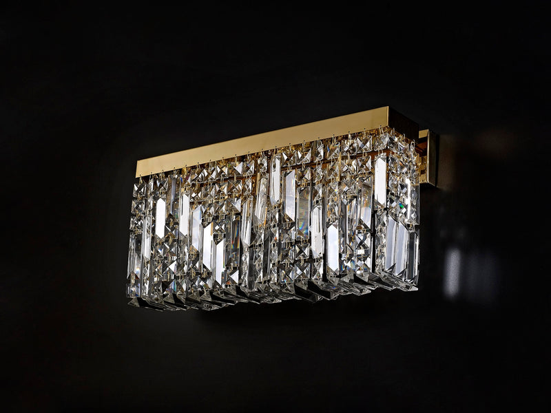 Load image into Gallery viewer, C-Lighting Vesta 50x24cm Rectangular Large Wall Lamp, 3 Light E14, Gold/Crystal - 29253
