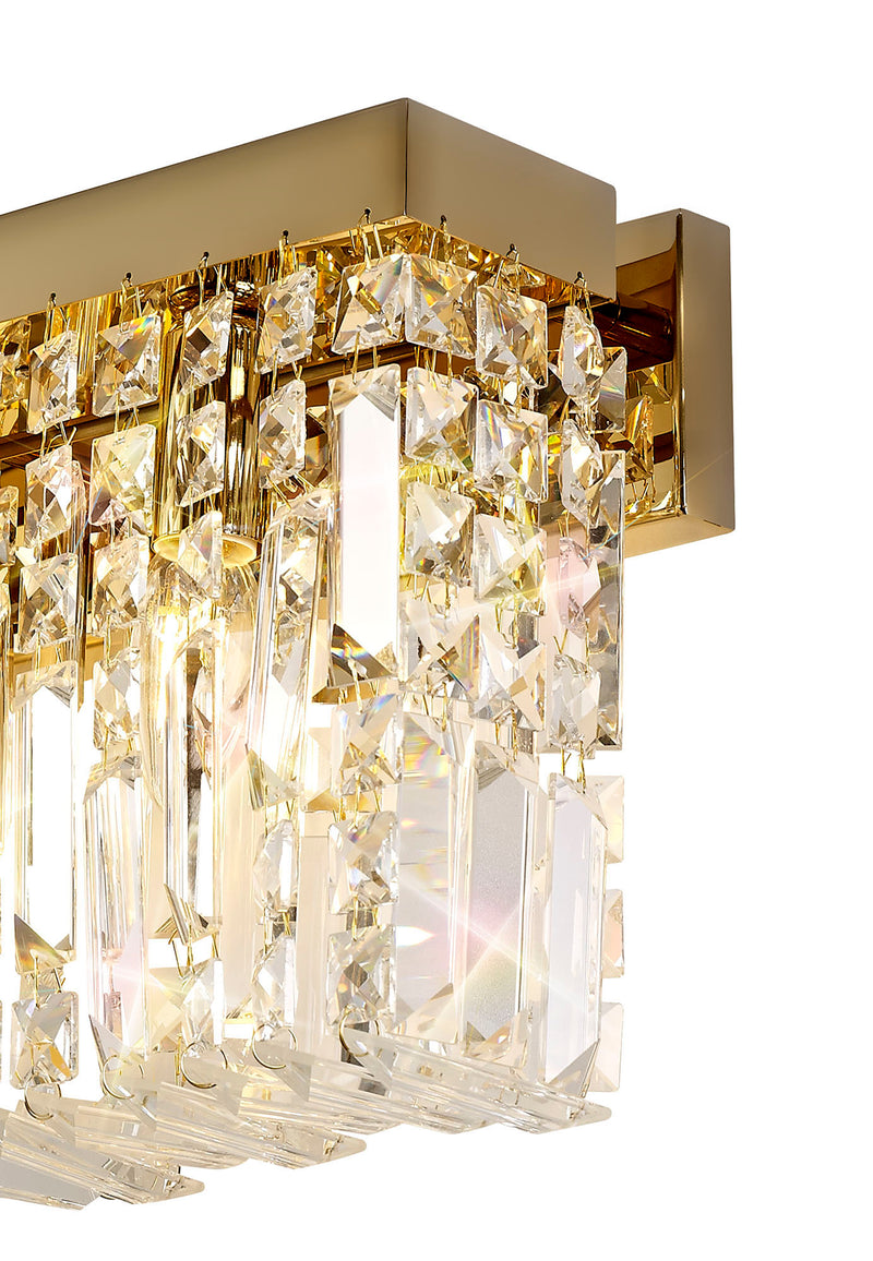 Load image into Gallery viewer, C-Lighting Vesta 50x24cm Rectangular Large Wall Lamp, 3 Light E14, Gold/Crystal - 29253
