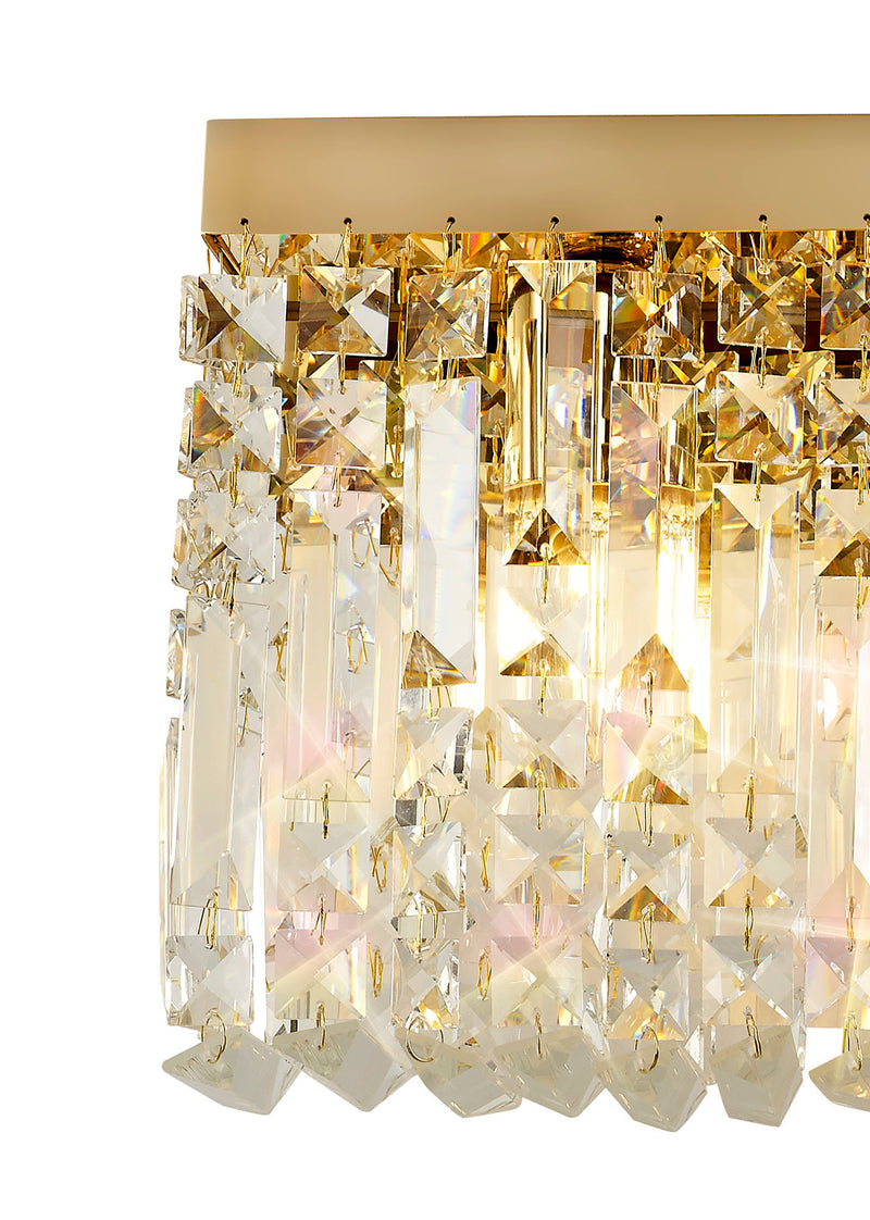 Load image into Gallery viewer, C-Lighting Vesta 50x24cm Rectangular Large Wall Lamp, 3 Light E14, Gold/Crystal - 29253
