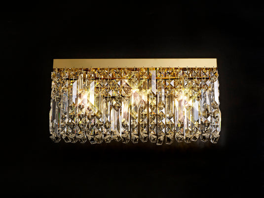 C-Lighting Vesta 50x24cm Rectangular Large Wall Lamp, 3 Light E14, Gold/Crystal - 29253