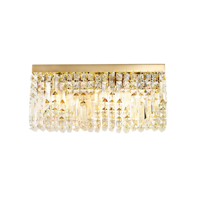 C-Lighting Vesta 50x24cm Rectangular Large Wall Lamp, 3 Light E14, Gold/Crystal - 29253