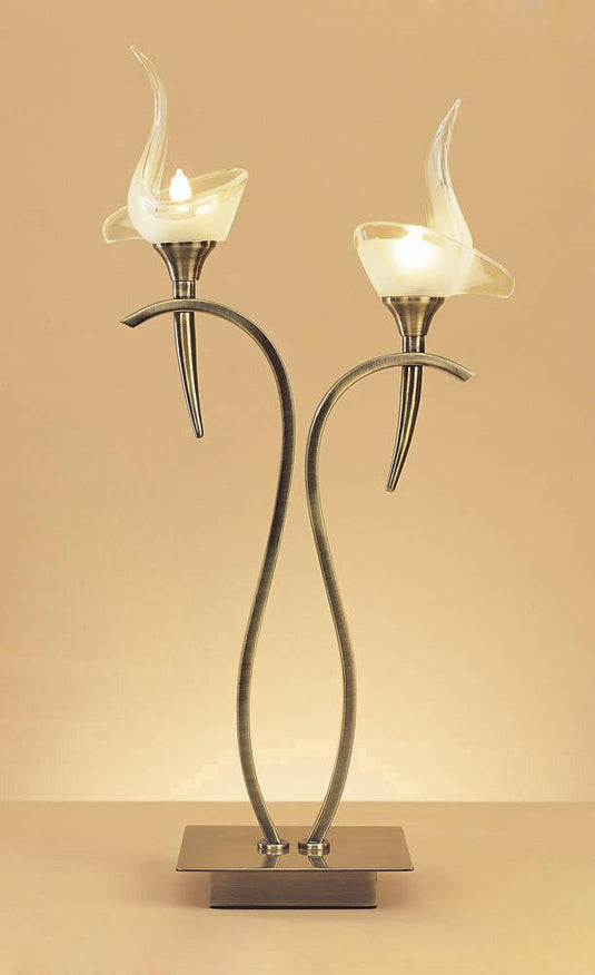 Mantra M0330AB Viena Table Lamp 2 Light G9, Antique Brass