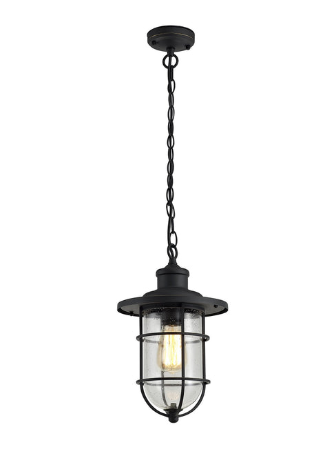 C-Lighting Vigo Pendant, 1 x E27, Black/Gold With Seeded Clear Glass, IP54, 2yrs Warranty - 28899