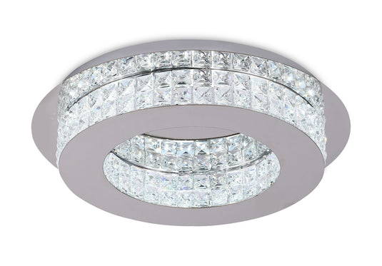 C-Lighting Virgo Ceiling Light, 1 x 18W LED, 4000K, 418lm, Polished Chrome/Crystal, 3yrs Warranty - 28652