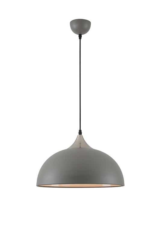 C-Lighting Waltham 38cm Small Pendant, 1 x E27, Sand Grey/Satin Nickel - 28613