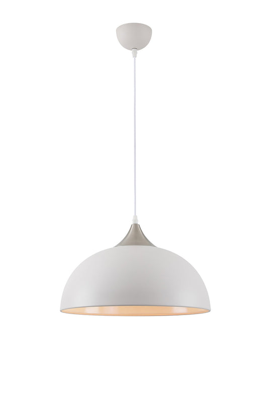 C-Lighting Waltham 38cm Small Pendant, 1 x E27, Sand White/Satin Nickel - 28616