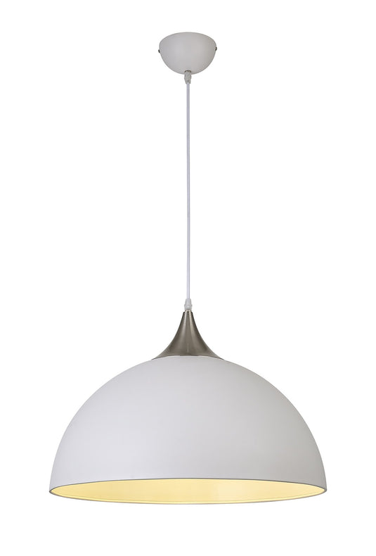 C-Lighting Waltham 50cm Large Pendant, 1 x E27, Sand White/Satin Nickel - 33186