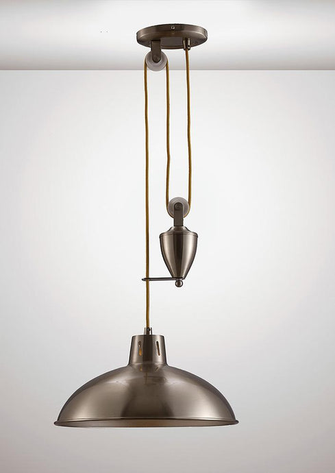 Deco D0148 Wellington Pulley System Pendant 1 Light E27 Satin Nickel