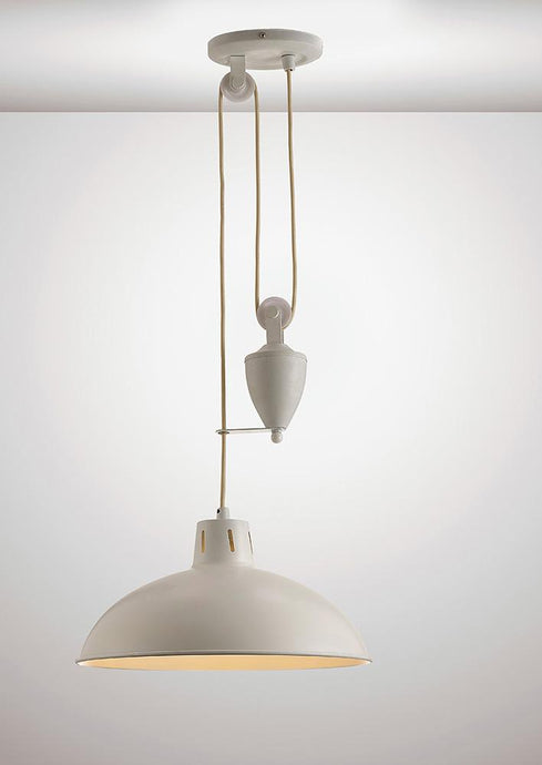 Deco D0151 Wellington Pulley System Pendant 1 Light E27 Matt White