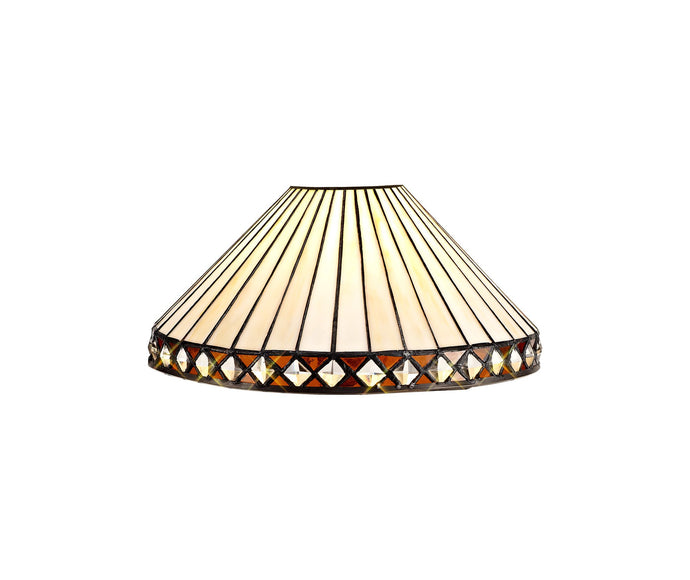 C-Lighting Westbrook Tiffany 30cm Non-electric Shade Suitable For Pendant/Ceiling/Table Lamp, Amber/Cmurston/Crystal - 28849