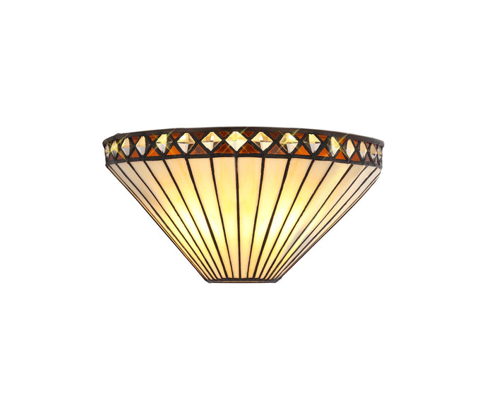 C-Lighting Westbrook Tiffany Wall Lamp, 2 x E14, Amber/Cmurston/Crystal - 28851