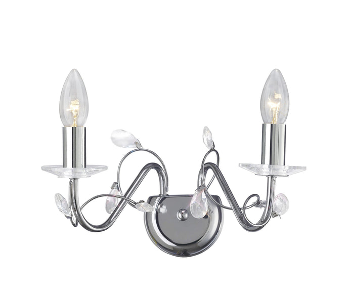 Diyas IL31212 Willow Wall Lamp WITHOUT SHADE 2 Light Polished Chrome/Crystal - 38304