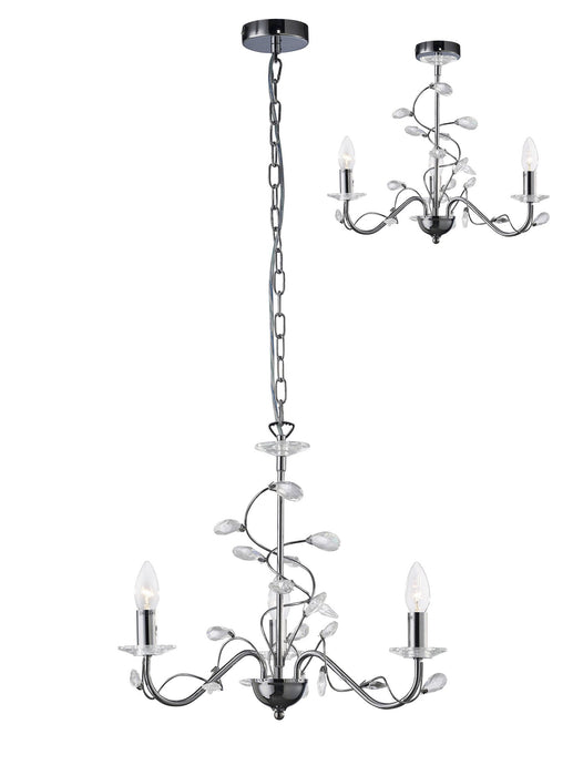 Diyas IL31213 Willow Pendant WITHOUT SHADE 3 Light Polished Chrome/Crystal - 20615