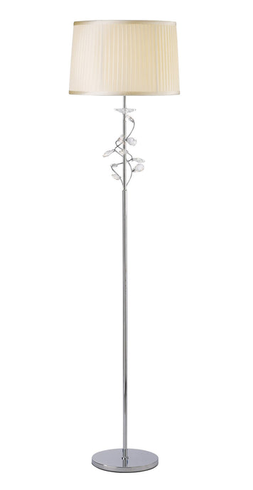 Diyas IL31214/CR Willow Floor Lamp With Cream Shade 1 Light Polished Chrome/Crystal - 38305