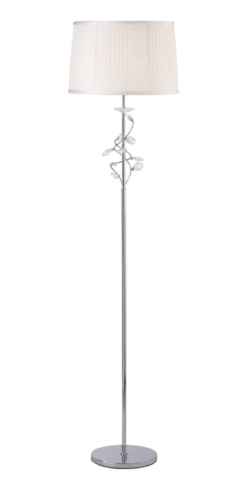 Diyas IL31214 Willow Floor Lamp With White Shade 1 Light Polished Chrome/Crystal - 20606
