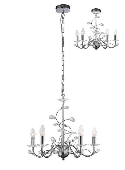 Diyas IL31215 Willow Pendant WITHOUT SHADE 5 Light Polished Chrome/Crystal - 38306