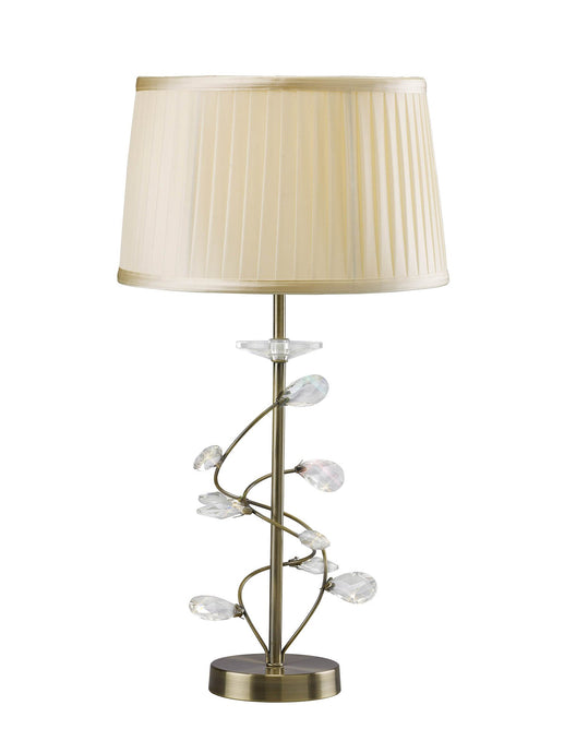 Diyas IL31220 Willow Table Lamp With Cream Shade 1 Light Antique Brass/Crystal - 38308