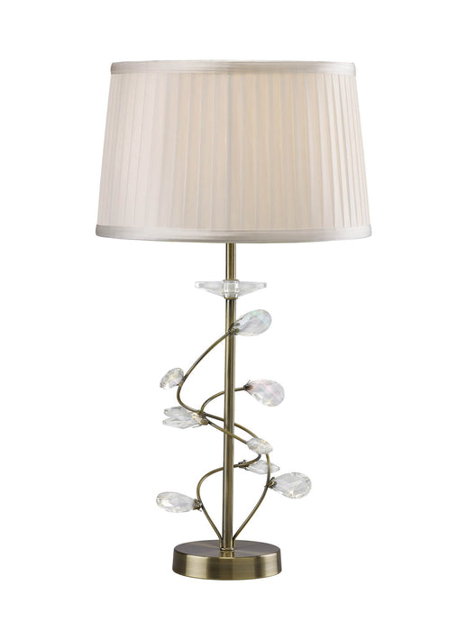 Diyas IL31220/WH Willow Table Lamp With White Shade 1 Light Antique Brass/Crystal - 38309