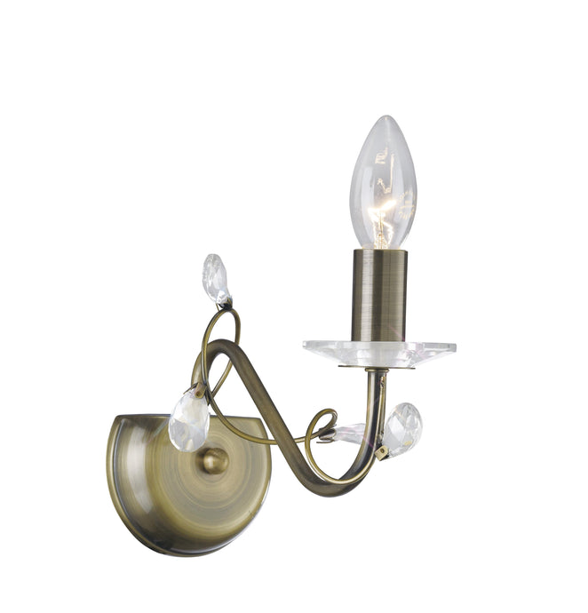 Diyas IL31221 Willow Wall Lamp WITHOUT SHADE 1 Light Antique Brass/Crystal - 38310