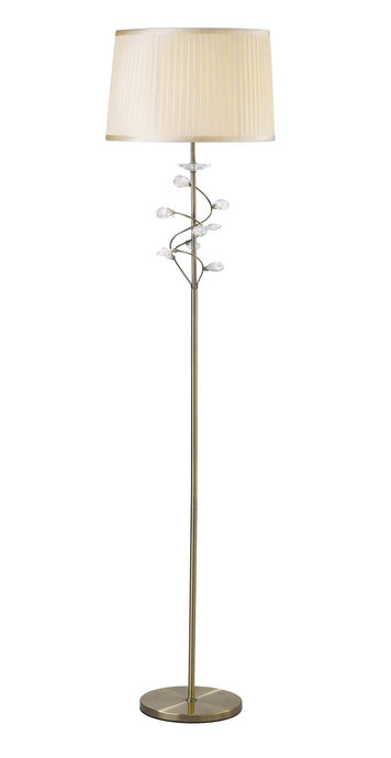 Diyas IL31224 Willow Floor Lamp With Cream Shade 1 Light Antique Brass/Crystal - 38313