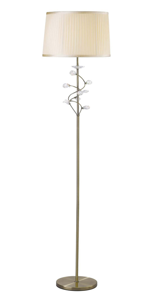 Diyas IL31224 Willow Floor Lamp With Cream Shade 1 Light Antique Brass/Crystal - 38313
