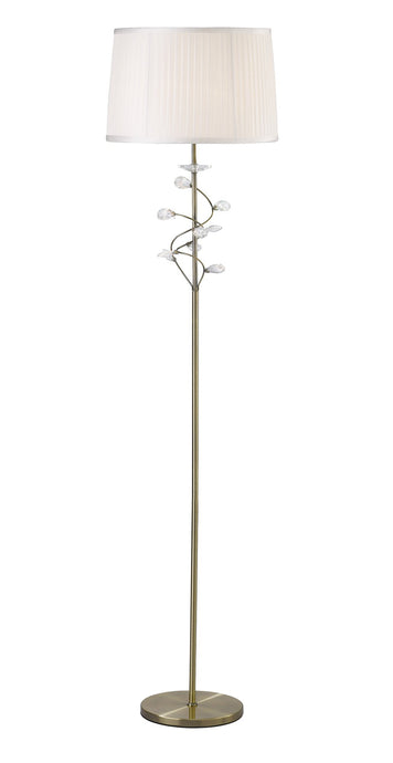Diyas IL31224/WH Willow Floor Lamp With White Shade 1 Light Antique Brass/Crystal - 38314