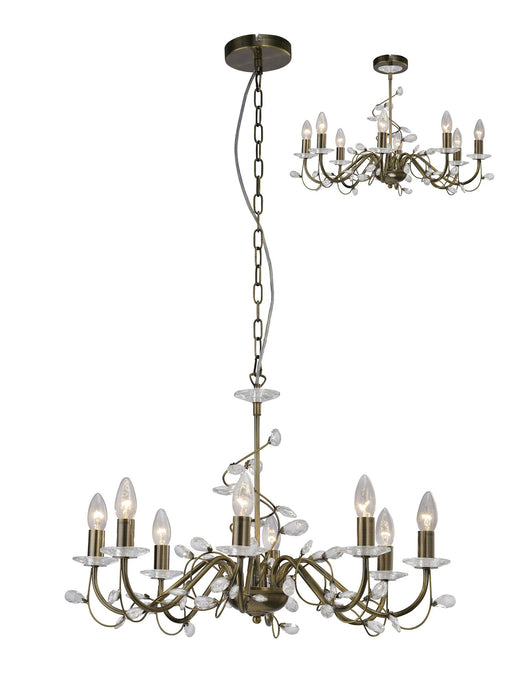 Diyas IL31228 Willow Pendant WITHOUT SHADE 8 Light Antique Brass/Crystal - 38316