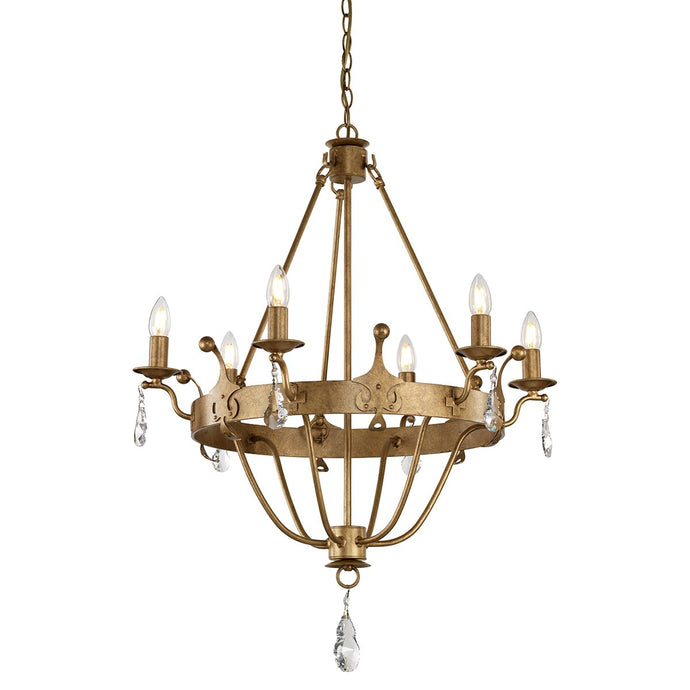 Elstead Lighting  WINDSOR6-GOLD Windsor 6 Light Chandelier - Gold Patina