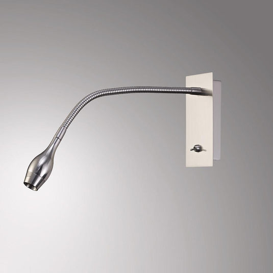 Deco D0206 Winslow LED Oval Head Wall Lamp With Flexible Arm, Beam 45 Deg, Switch On Base, Satin Nickel