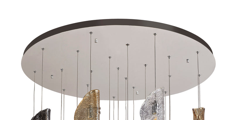 Load image into Gallery viewer, C-Lighting Zamicah Pendant 5m, 21 x G9, Polished Chrome/Clear &amp; Amber &amp; Smoked Glass Item Weight: 28.1kg - 29291
