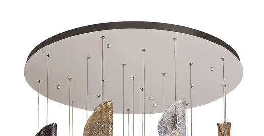 C-Lighting Zamicah Pendant 5m, 21 x G9, Polished Chrome/Clear & Amber & Smoked Glass Item Weight: 28.1kg - 29291