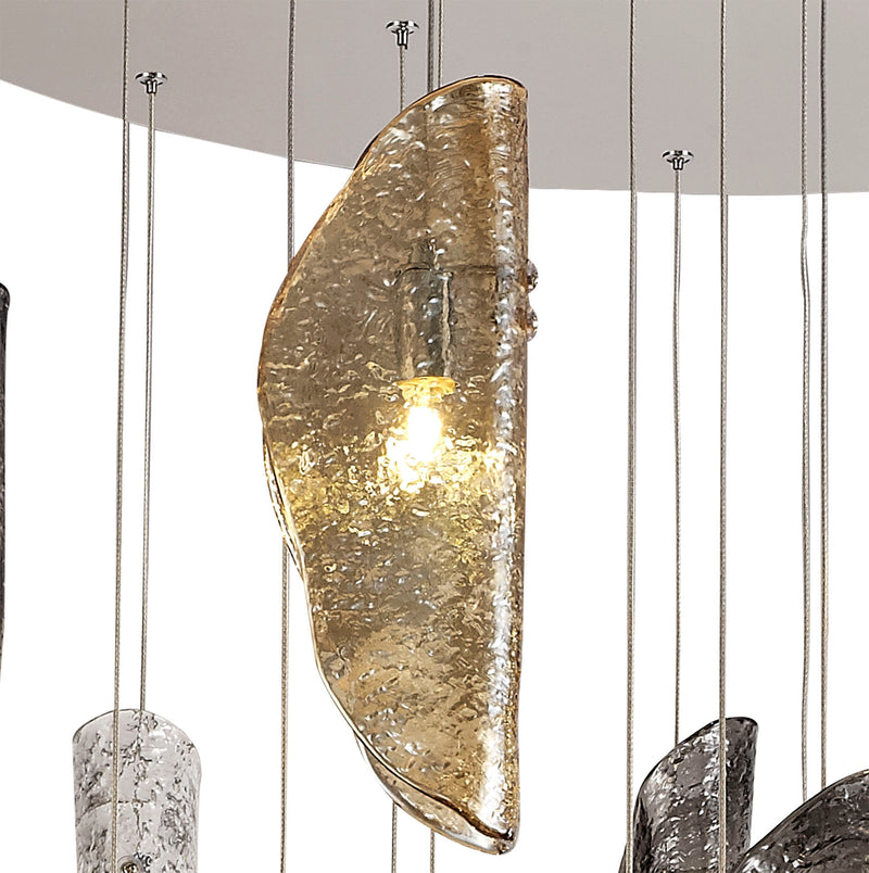 Load image into Gallery viewer, C-Lighting Zamicah Pendant 5m, 21 x G9, Polished Chrome/Clear &amp; Amber &amp; Smoked Glass Item Weight: 28.1kg - 29291
