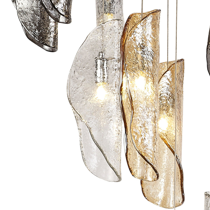 Load image into Gallery viewer, C-Lighting Zamicah Pendant 5m, 21 x G9, Polished Chrome/Clear &amp; Amber &amp; Smoked Glass Item Weight: 28.1kg - 29291
