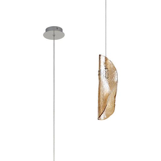 C-Lighting Zamicah Pendant 2m, 1 x G9, Polished Chrome/Amber Glass - 33176
